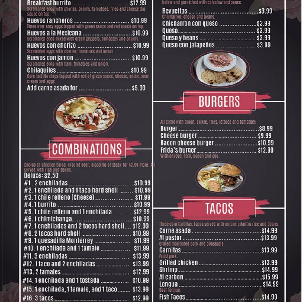 Fridas House Mexican Restaurant - Menu page 2. - Mexican Near Me - Casper, Wyoming Fridas House Mexican Restaurant - Menu page 2. - Mexican Near Me - Casper, Wyoming
