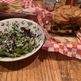 The Cardinal - Side salad, grilled chix - Burgers Near Me - Boone, North Carolina The Cardinal - Side salad, grilled chix - Burgers Near Me - Boone, North Carolina