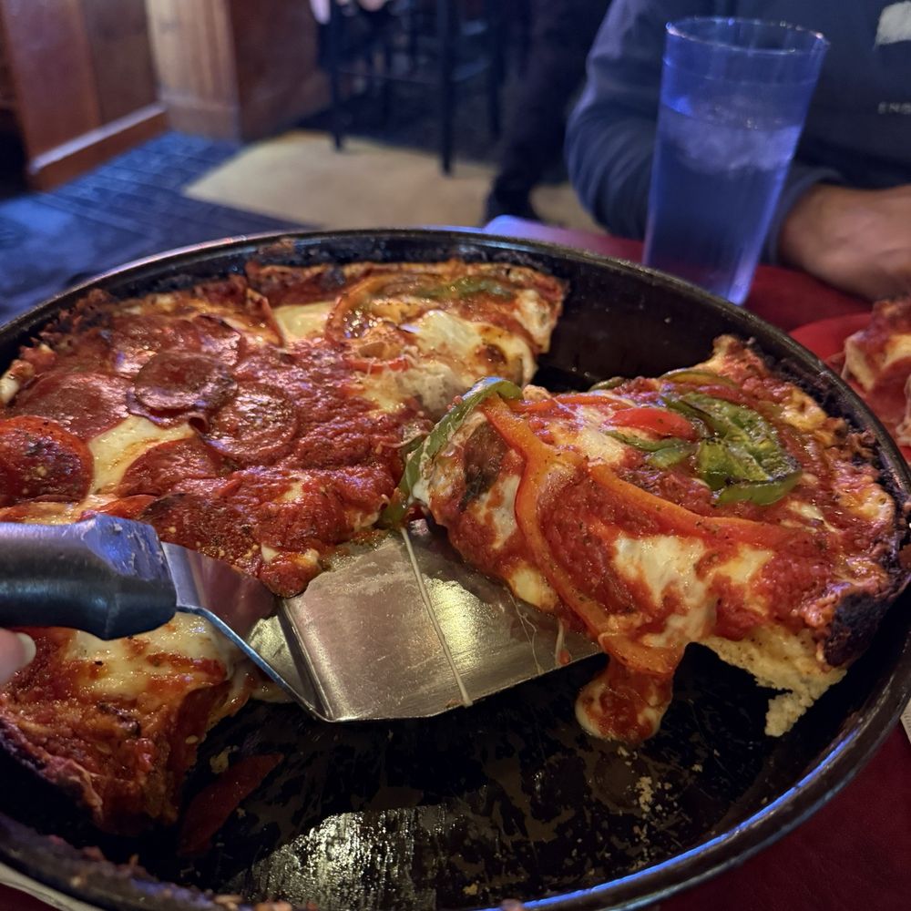 Pequod's Pizza - Bell peppers and deep dish pizza - Pizza Near Me - Morton Grove, Illinois Pequod's Pizza - Bell peppers and deep dish pizza - Pizza Near Me - Morton Grove, Illinois