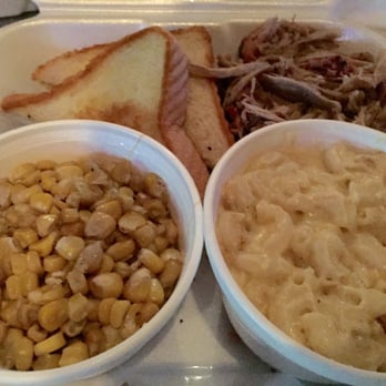 MOJO Hogtown Bar-B-Que - 2 meat platter - pulled pork, ribs, smoked corn, and Mac n cheese - Barbeque Near Me - Gainesville, Florida MOJO Hogtown Bar-B-Que - 2 meat platter - pulled pork, ribs, smoked corn, and Mac n cheese - Barbeque Near Me - Gainesville, Florida