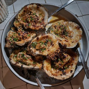 Vestal Restaurant - 2. Chargrilled oysters: torgarashi garlic butter, pecorino, furikake. $15. - Cocktail Bars Near Me - Lafayette, Louisiana Vestal Restaurant - 2. Chargrilled oysters: torgarashi garlic butter, pecorino, furikake. $15. - Cocktail Bars Near Me - Lafayette, Louisiana
