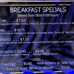 Breakfast menu