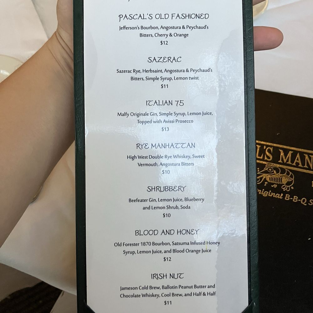 Pascal's Manale - Menu - Cajun/Creole Near Me - New Orleans, Louisiana Pascal's Manale - Menu - Cajun/Creole Near Me - New Orleans, Louisiana