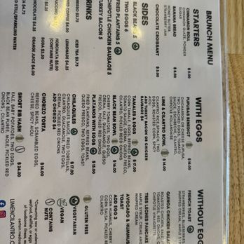 Lime & Cilantro - Brunch Menu - Latin American Near Me - Silver Spring, Maryland