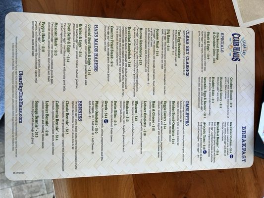 Menu photo 2 Clear Sky Club Haus Palm Harbor, FL