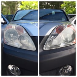 Personal Touch Car Wash & Detailing - Before and after headlight restoration.
