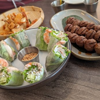 Lao Der - Spring Rolls, Beef Meatballs and Fried Salmon Belly - Laotian Near Me - Stockton, California