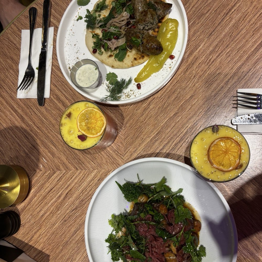 Katsin - What You Want drinks with slow cooked beef cheeks and lamb kebab. - Seafood Near Me - Glendale, California Katsin - What You Want drinks with slow cooked beef cheeks and lamb kebab. - Seafood Near Me - Glendale, California
