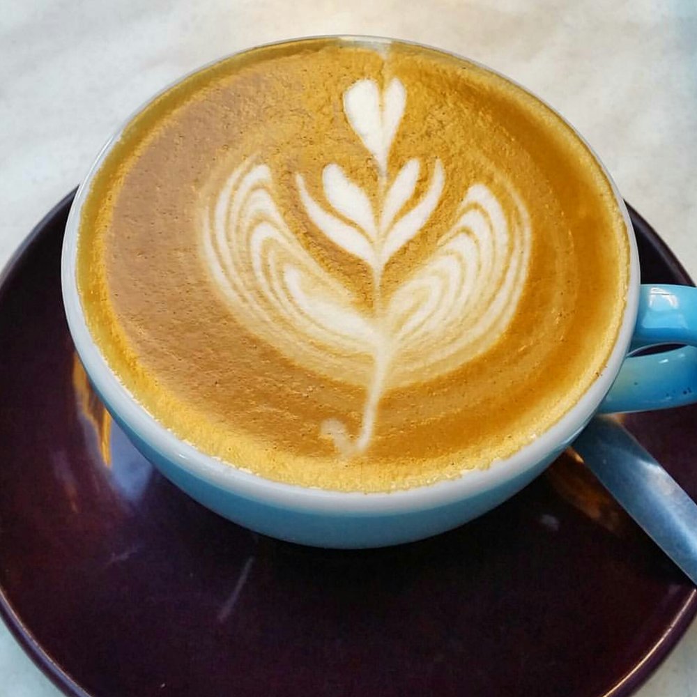 A gorgeous flat white with their house blend. A gorgeous flat white with their house blend.