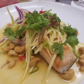 Sawasdee Thai Elevated - Pan seared salmon with some fire salad atop - Thai Near Me - Plainview, New York Sawasdee Thai Elevated - Pan seared salmon with some fire salad atop - Thai Near Me - Plainview, New York