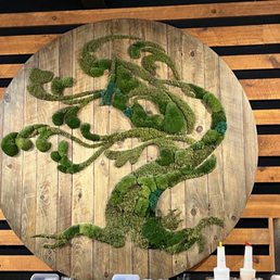 Living sign logo at bar in the tasting room Living sign logo at bar in the tasting room