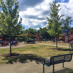 Eagle Park Sprayground - Playground areas are spread out in an open area so you can keep an eye on your kiddos.