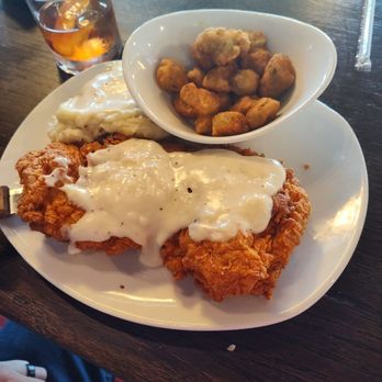 Industry Gastro Lounge - Chicken fried chicken, fried okra, mashed potatoes and gravy and an old fashioned - Gastropubs Near Me - Moore, Oklahoma Industry Gastro Lounge - Chicken fried chicken, fried okra, mashed potatoes and gravy and an old fashioned - Gastropubs Near Me - Moore, Oklahoma