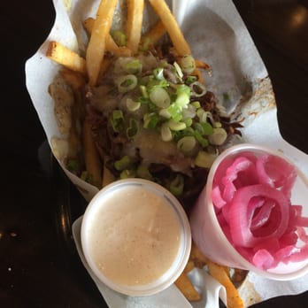 Del Seoul - Kali poutine w/ sour cream and pickled onions on the side - Korean Near Me - Chicago, Illinois