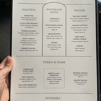 Adalina Italian - Menu as of July 2021 - Italian Near Me - Chicago, Illinois