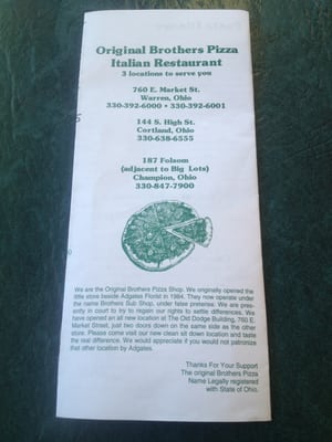 Menu photo 4 Brother's Pizza Warren, OH Menu photo 4 Brother's Pizza Warren, OH