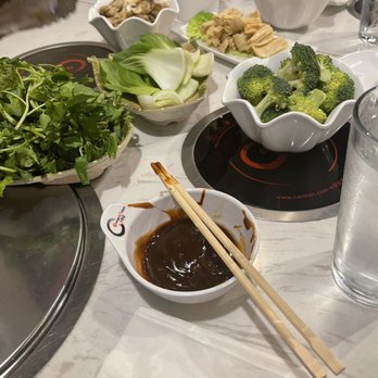 George's Hot pot & bbq - You can mix your own sauce. Mine is Oyster sauce, Hoisein, garlic sauce, mustard, sweet and sour and one jalepeno. Create your own! - Hot Pot Near Me - Gaithersburg, Maryland