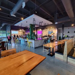 Gong Cha - Seating areas inside the food hall.