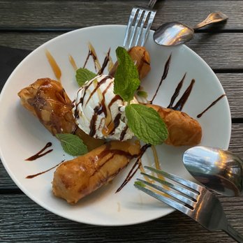 Thai Pepper - Excellent take on Bananas Foster: Thai-style fried bananas with ice cream and chocolate sauce. - Thai Near Me - Ashland, Oregon