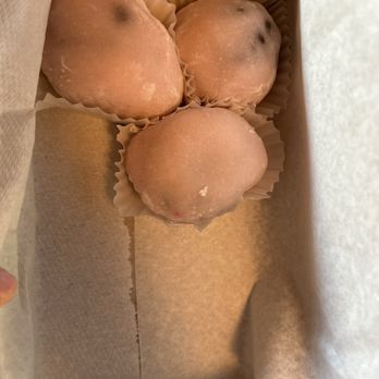 Two Ladies Kitchen - This is 3 of the 9 pieces of mochi that we got in the box. As you can see very sizable portions.  This is the strawberry mochi. - Bakeries Near Me - Hilo, Hawaii