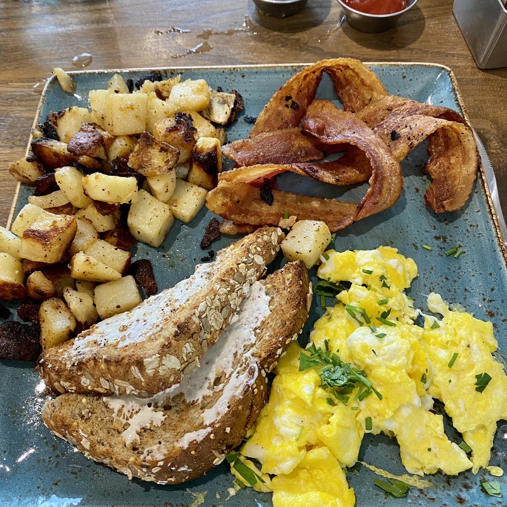 First Watch - Traditional Breakfast with scrambled eggs & bacon (also comes with potatoes & toast) - American Near Me - Oldsmar, Florida First Watch - Traditional Breakfast with scrambled eggs & bacon (also comes with potatoes & toast) - American Near Me - Oldsmar, Florida