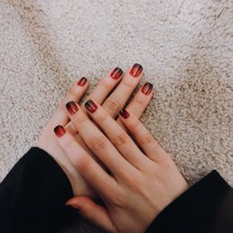 Nice gel mani with little creative design Nice gel mani with little creative design