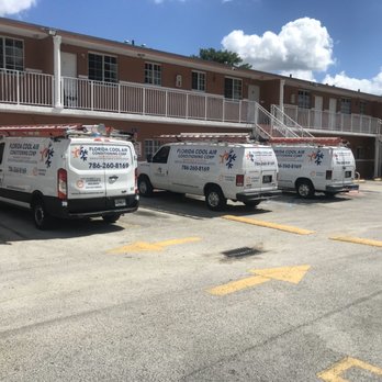 Florida Cool Air Conditioning - 3 of our vans working at a apartment complex - Heating & Air Conditioning/HVAC Near Me Florida Cool Air Conditioning - 3 of our vans working at a apartment complex - Heating & Air Conditioning/HVAC Near Me