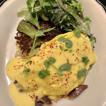 Heritage Tavern - Duck confit omelet with hash browns & side salad - New American Near Me - Madison, Wisconsin
