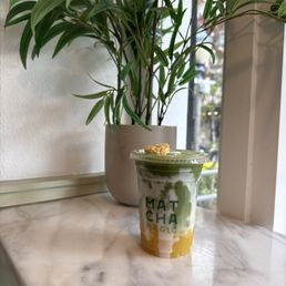Mango sticky rice matcha