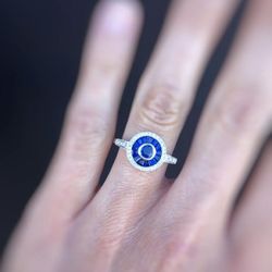 Valle Jewelers - Blue Sapphires & Diamonds in 14kt white gold.