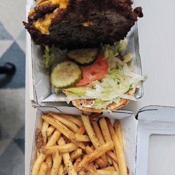 Buffalo Wild Wings Go - All-American Cheeseburger with fries - Sports Bars Near Me - Flushing, New York