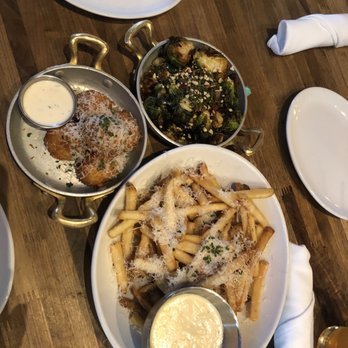 Eureka! - Truffle Cheese Fries, Crispy Glazed Brussels Sprouts & Mac N- Cheese Balls - American Near Me - Seattle, Washington Eureka! - Truffle Cheese Fries, Crispy Glazed Brussels Sprouts & Mac N- Cheese Balls - American Near Me - Seattle, Washington