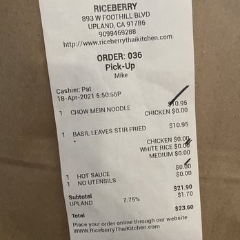 Riceberry Thai Kitchen - Wait time sucks! - Thai Near Me - Upland, California