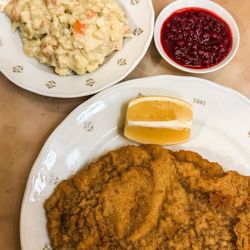 Café Savoy - Wiener schnitzel veal top round fried in clarified butter, cranberries