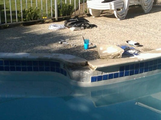 Pool Tile Repair - Before and After Pool tile and coping repair