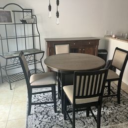 Dining table and bakers rack Dining table and bakers rack