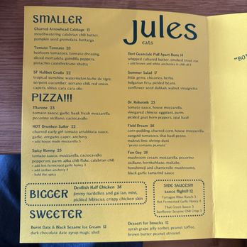 Jules - Menu 9/26/2025 - Pizza Near Me - San Francisco, California Jules - Menu 9/26/2025 - Pizza Near Me - San Francisco, California