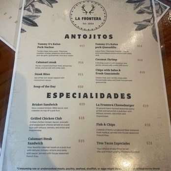 La Frontera - Menu - Latin American Near Me - Vancouver, Washington