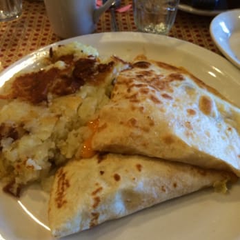 State Line Diner - Breakfast Quesadilla with Home Fries. Potatoes were horrible. No spice or flavor. Quesadilla wasn't crispy or cheesy enough - Diners Near Me - Mahwah, New Jersey State Line Diner - Breakfast Quesadilla with Home Fries. Potatoes were horrible. No spice or flavor. Quesadilla wasn't crispy or cheesy enough - Diners Near Me - Mahwah, New Jersey