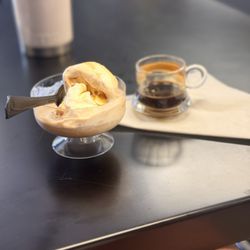 Havana 58 Cafe - Scoop of butter pecan Ice cream with a shot of Cuban espresso on the side