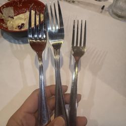 Example of three different forks at our table. My son's was a big serving fork.