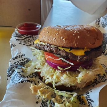Jalama Beach Store - Jalama Burger with Cheese - Burgers Near Me - Lompoc, California Jalama Beach Store - Jalama Burger with Cheese - Burgers Near Me - Lompoc, California