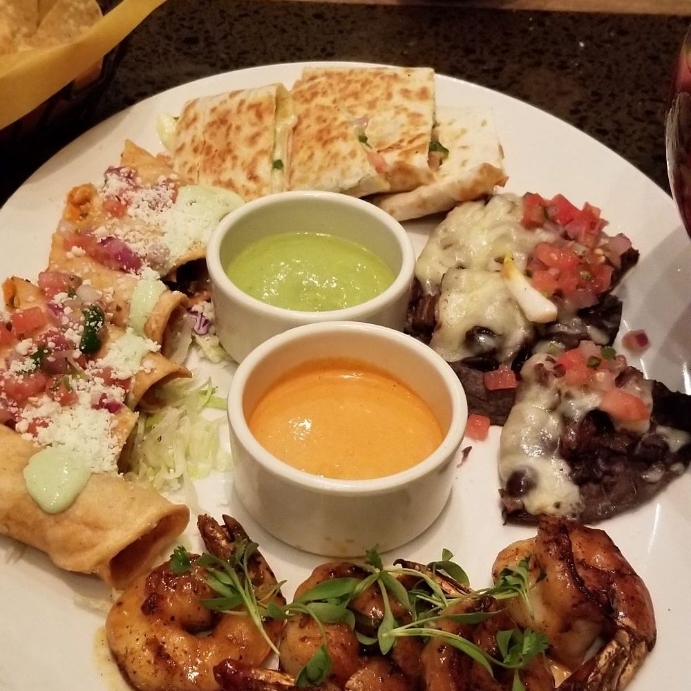 Sinigual - Food Sampler Platter (we swapped the ribs for Chipotle BBQ Shrimp) - Mexican Near Me - Manhattan, New York