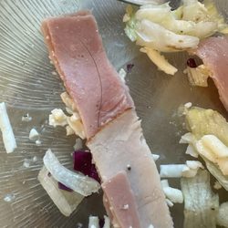 Pizza House - Hair rolled up in our deli meat.