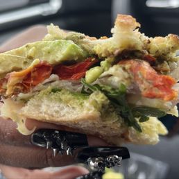 almost done! so good turkey tomato mozzarella fresh basil fresh tomato fresh avocado yummy pesto I love pesto! almost done! so good turkey tomato mozzarella fresh basil fresh tomato fresh avocado yummy pesto I love pesto!