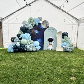 Sharis Balloons - Customized backdrop, personalized , marquee numbers , custom theme props and balloon styling - Balloon Services Near Me