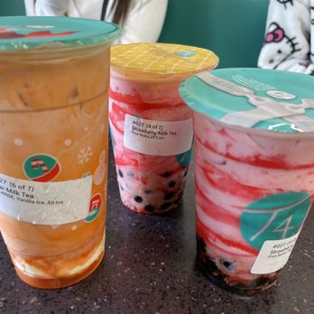 T4 Folsom - Thai tea with vanilla ice cream and strawberry milk tea - Bubble Tea Near Me - Folsom, California