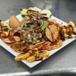 El Calentano Mariscos - Cooked in lemon shrimp tostada!
