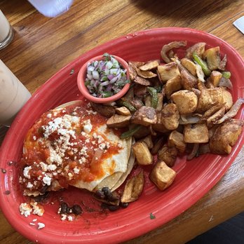 Tower Cafe - Huevos Rancheros   Ordered with vegetarian black beans instead of refried - Breakfast & Brunch Near Me - Sacramento, California