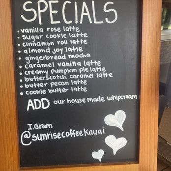 Sunrise Coffee - Current specials - Coffee & Tea Near Me - Lihue, Hawaii